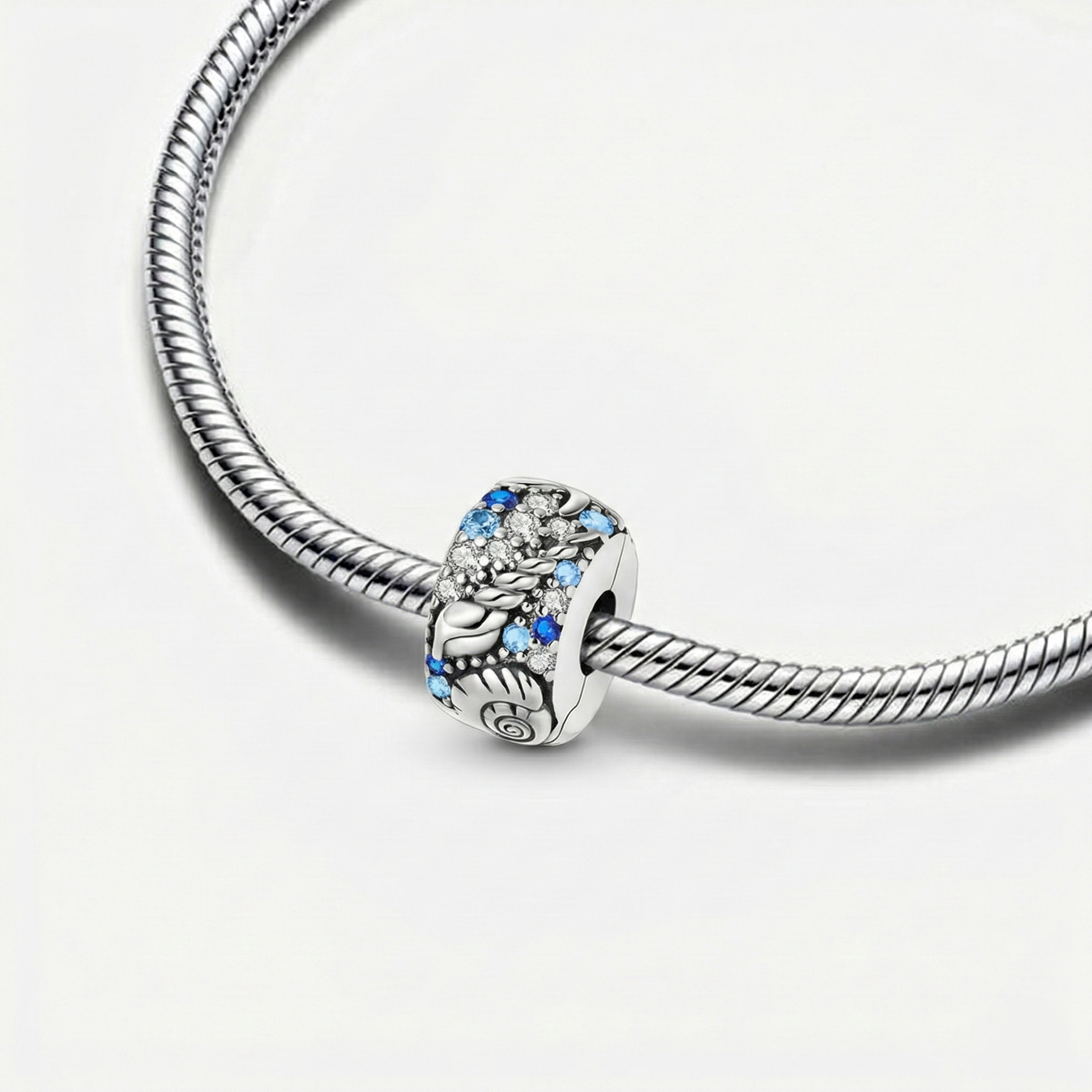 Diamond Shell Clip | Sterling Silver Bracelet Charm