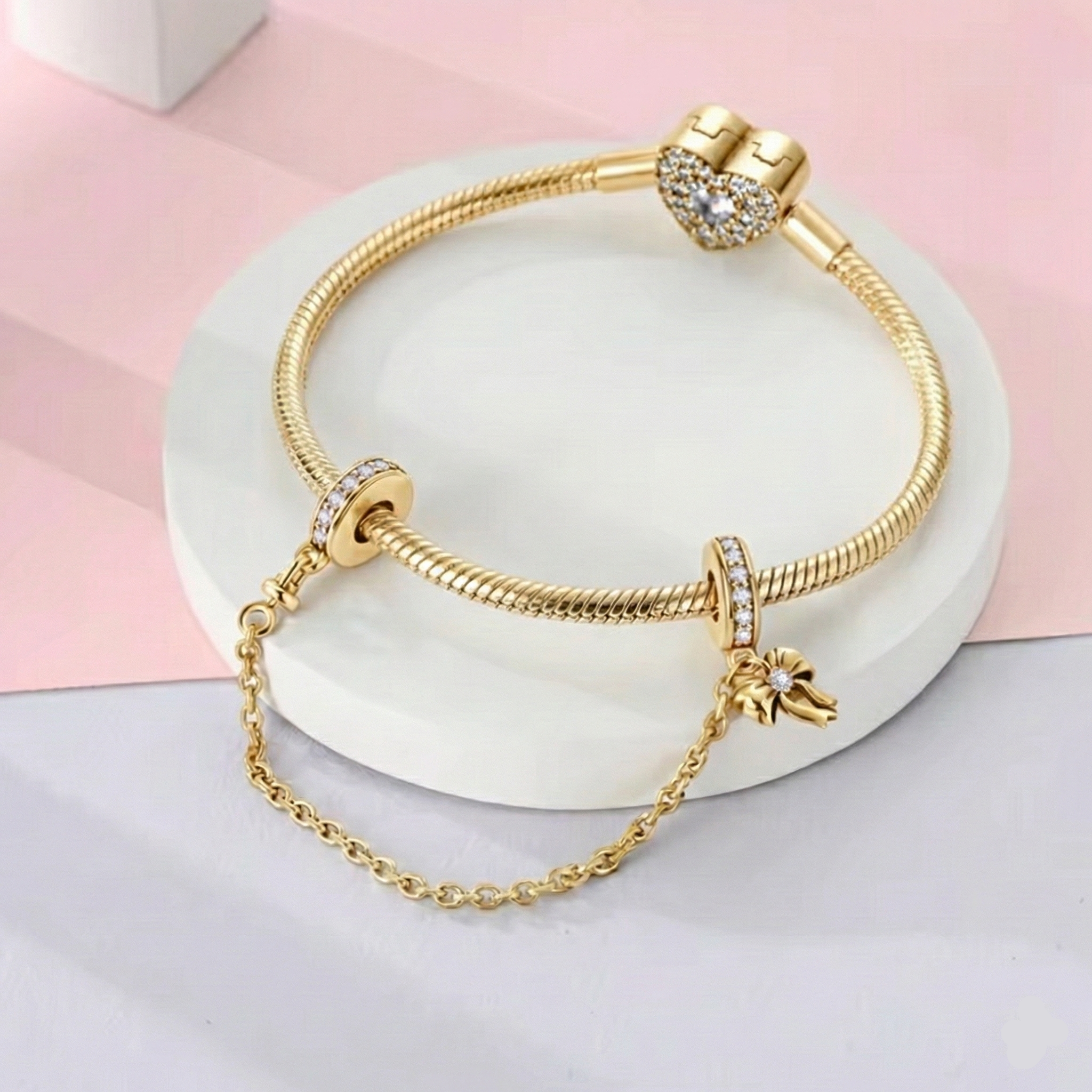 Bow Safety Chain | Gold Plated Charm