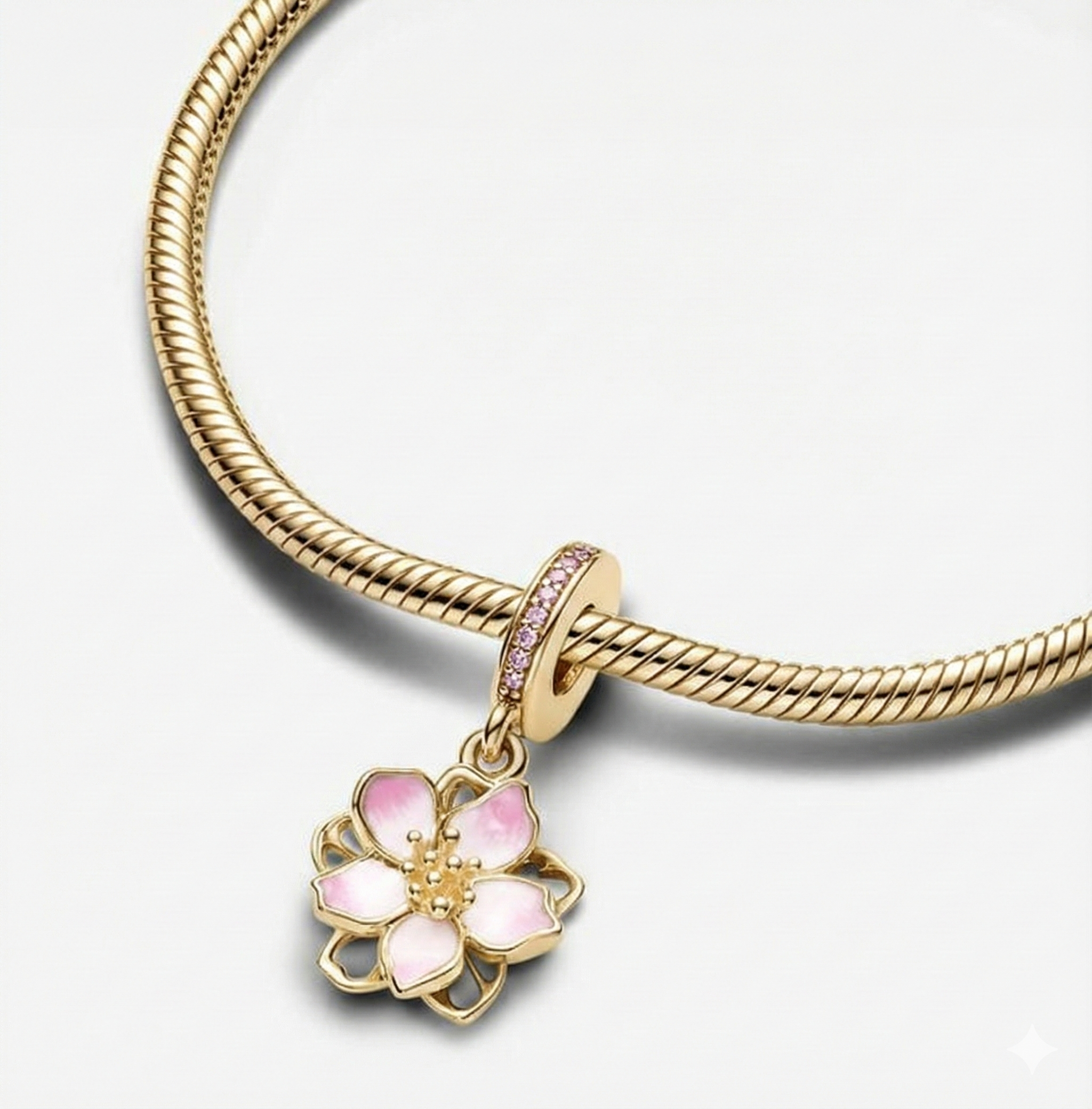 Cherry Blossom Charm | Gold Plated Bracelet Charm