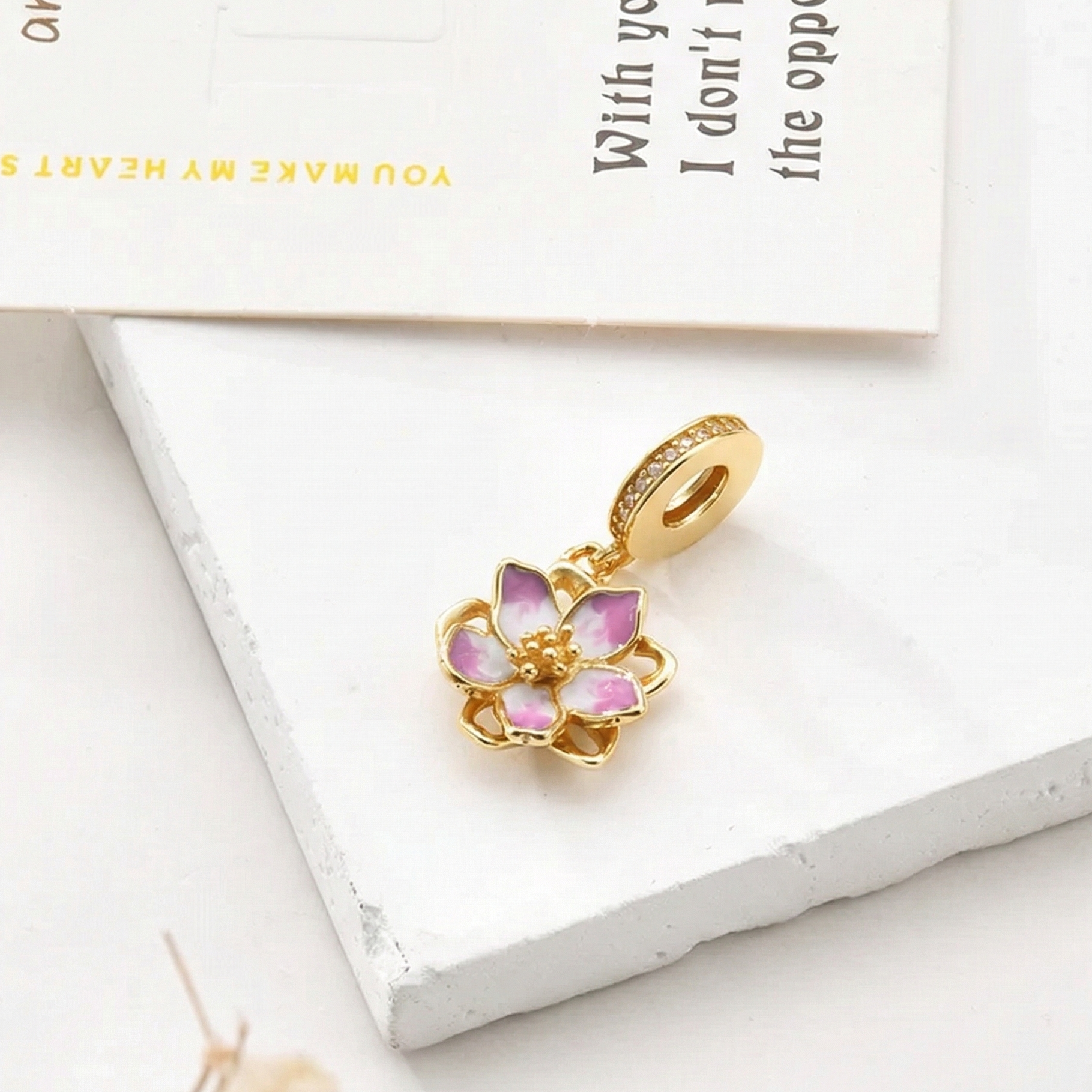 Cherry Blossom Charm | Gold Plated Bracelet Charm