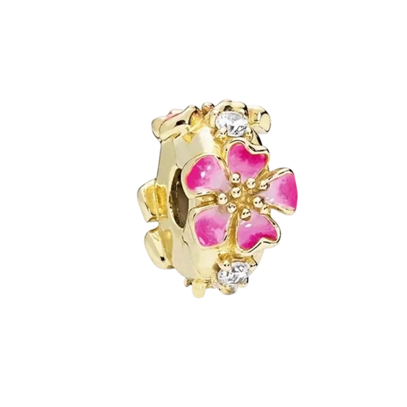 2025New Hot Sparking Flower Clip Charm Beads Dangle Snake Fit Original Silver Bracelet Necklace Beads For Diy Jewelry Women Gift