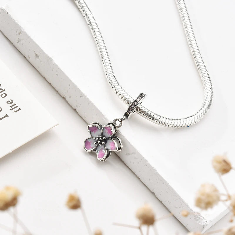 2025New Hot Sparking Flower Clip Charm Beads Dangle Snake Fit Original Silver Bracelet Necklace Beads For Diy Jewelry Women Gift