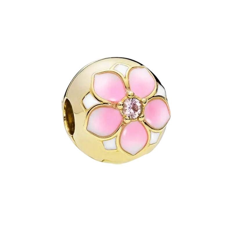 2025New Hot Sparking Flower Clip Charm Beads Dangle Snake Fit Original Silver Bracelet Necklace Beads For Diy Jewelry Women Gift