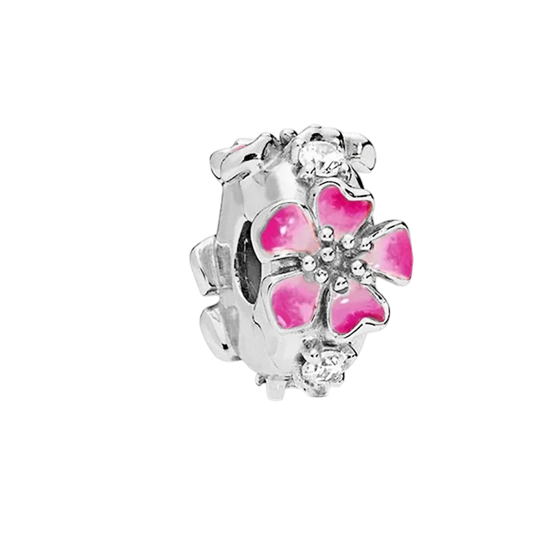 2025New Hot Sparking Flower Clip Charm Beads Dangle Snake Fit Original Silver Bracelet Necklace Beads For Diy Jewelry Women Gift