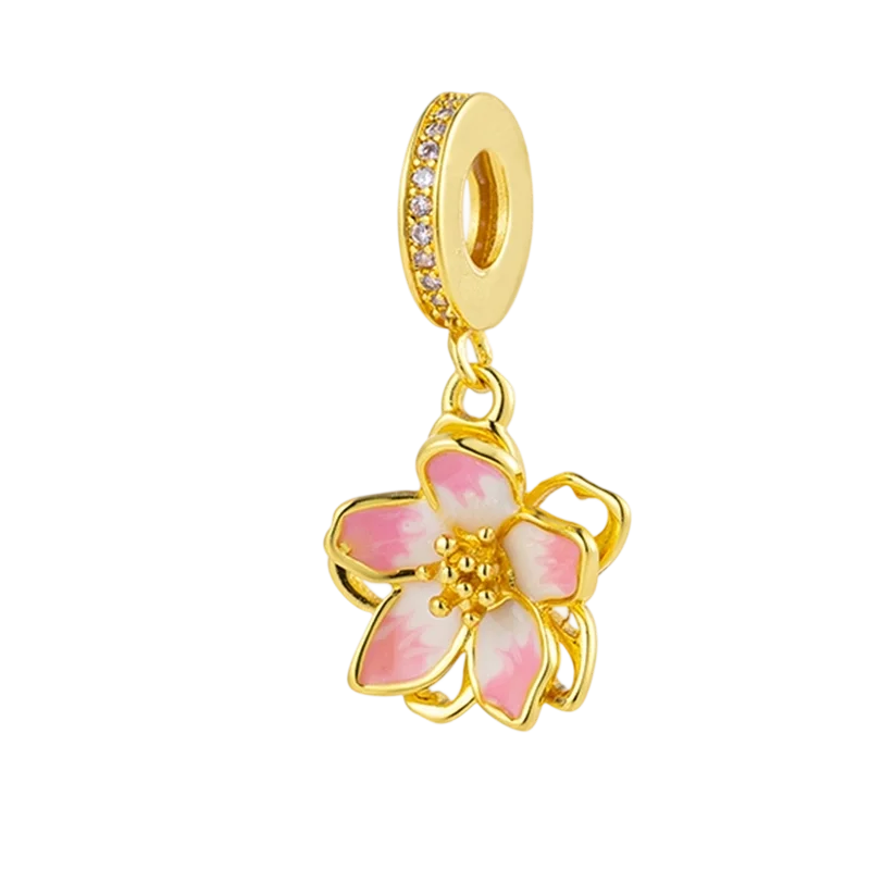 2025New Hot Sparking Flower Clip Charm Beads Dangle Snake Fit Original Silver Bracelet Necklace Beads For Diy Jewelry Women Gift