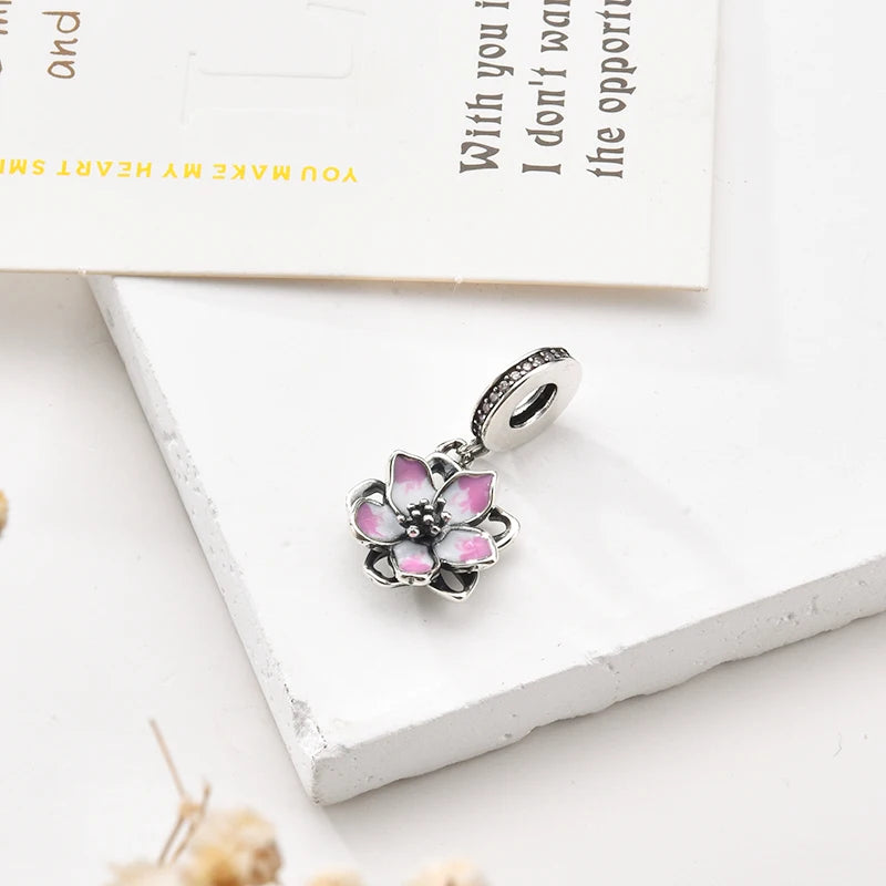 2025New Hot Sparking Flower Clip Charm Beads Dangle Snake Fit Original Silver Bracelet Necklace Beads For Diy Jewelry Women Gift