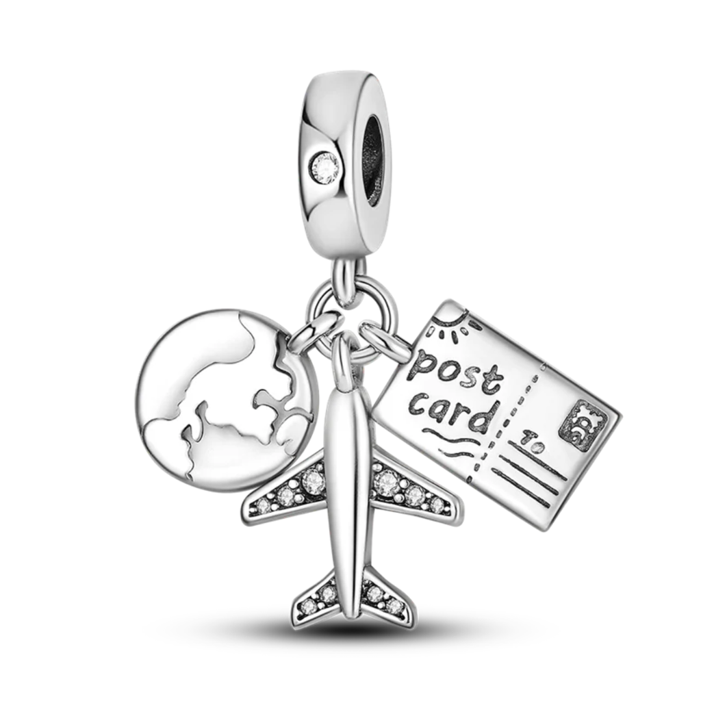 Travel Postcard Charm | Sterling Silver Bracelet Charm